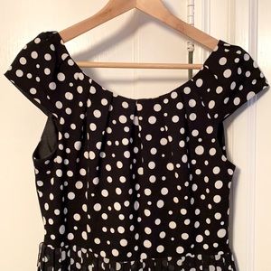 Spense Black/White Polka Dot Cap Sleeve Dress - 8